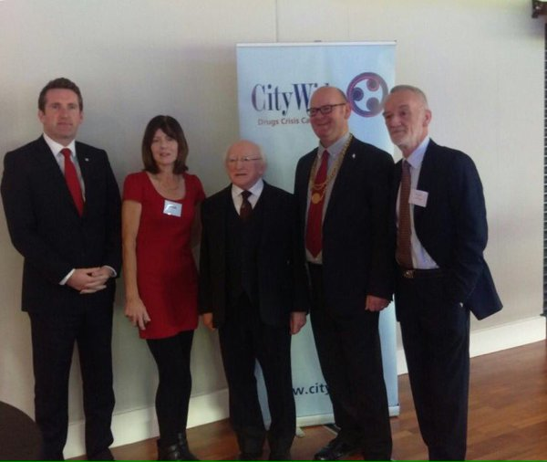 Aodhan O Riordan, Anna Quigley and Michael D Higgins CityWide Drug Conference November 2015