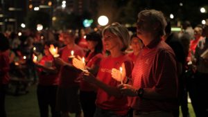 A candlelit vigil for survivors of human trafficking drug