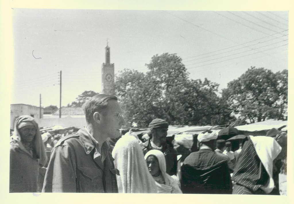 William Burroughs walking in the Medina, Tangier