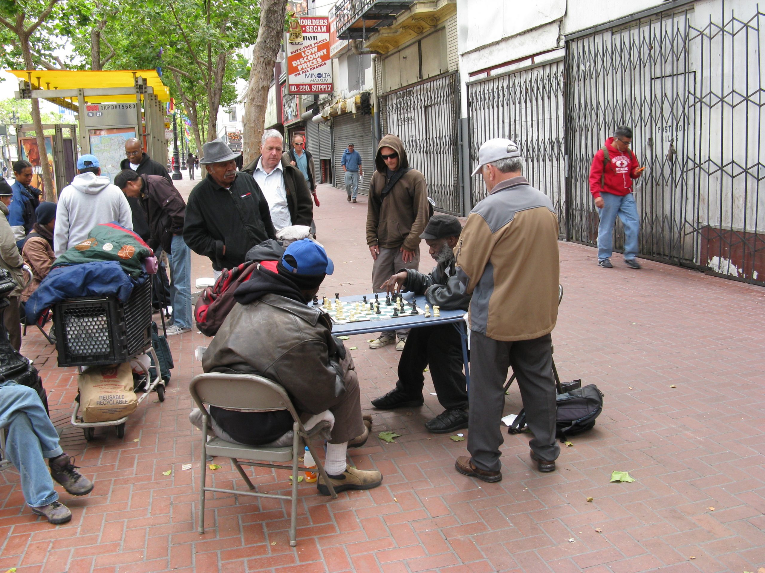 People playing chess in the street in Tenderloin, San Franciso