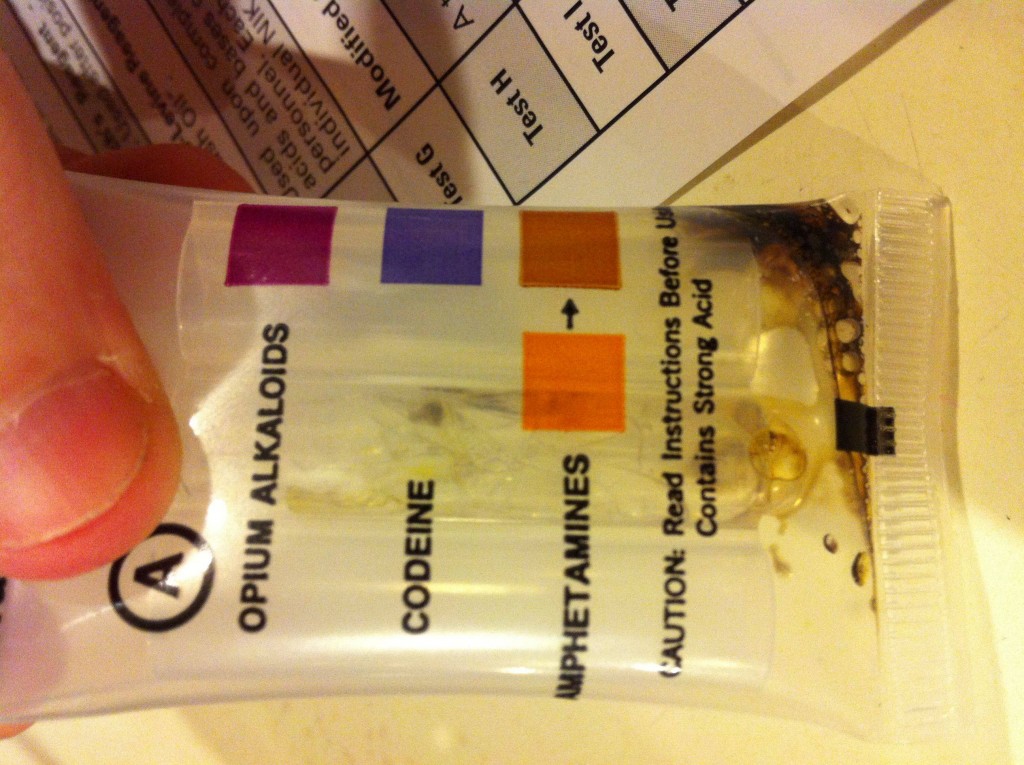 A DIY reagent testing kit in use