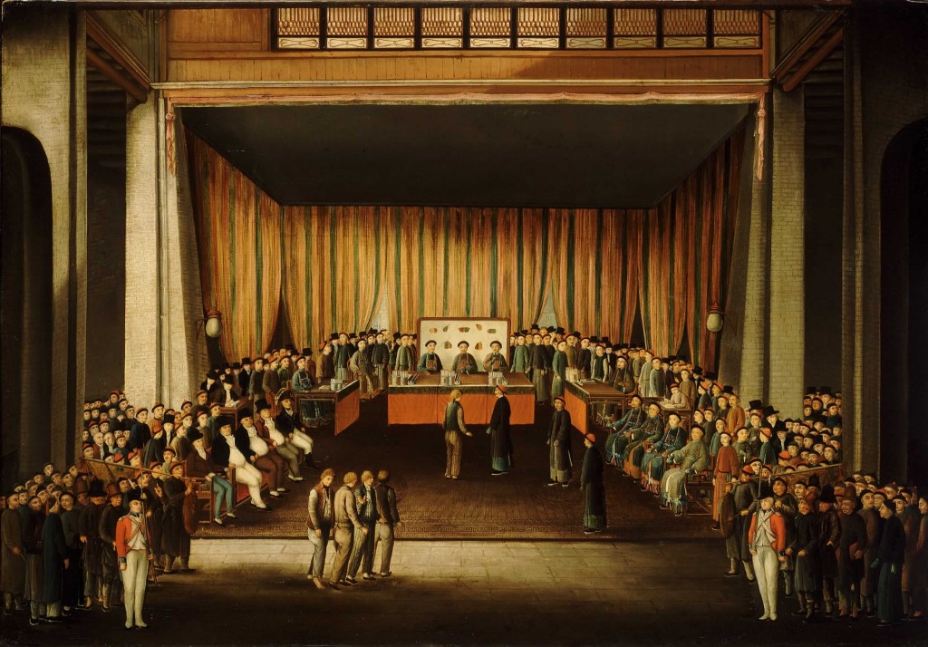 Trial of Four British Seamen at Canton (Scene Inside Court) 1807. (Source: Wikimedia Commons)