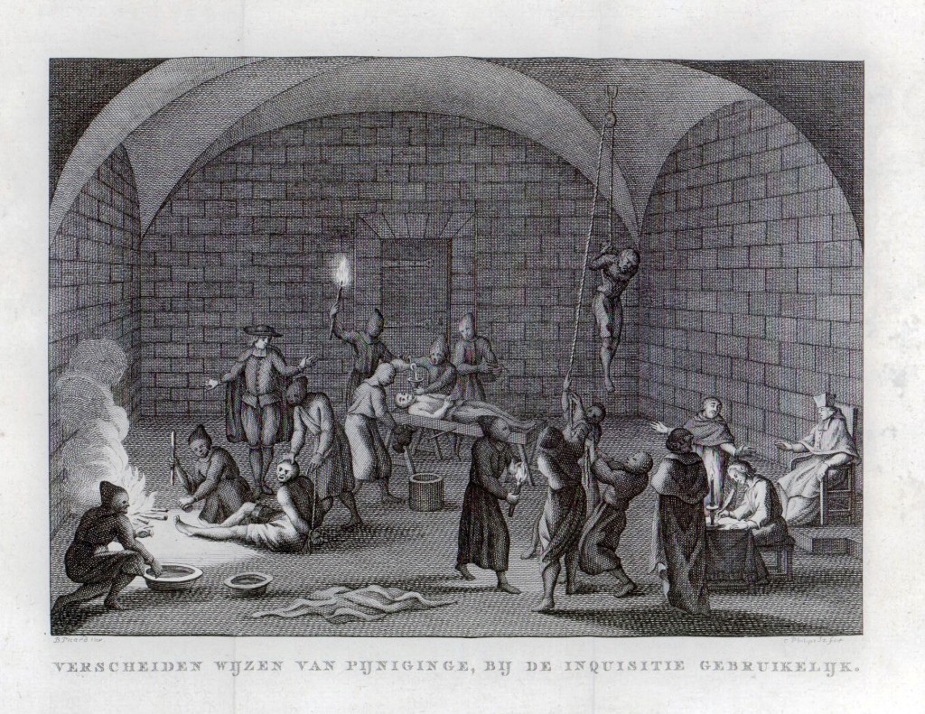 An artists rendering of a 17th century Spanish Inquisition torture chamber (Source: Wikimedia Commons)
