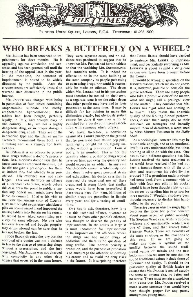 William Rees-Mogg's editorial in The Times. 1st August, 1967.