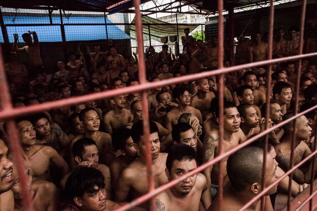 Inside an overcrowded Filipino prison cell.