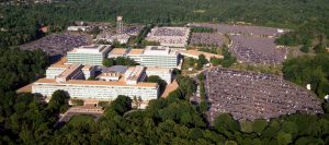 Aerial view of the Central Intelligence Agency headquarters.
